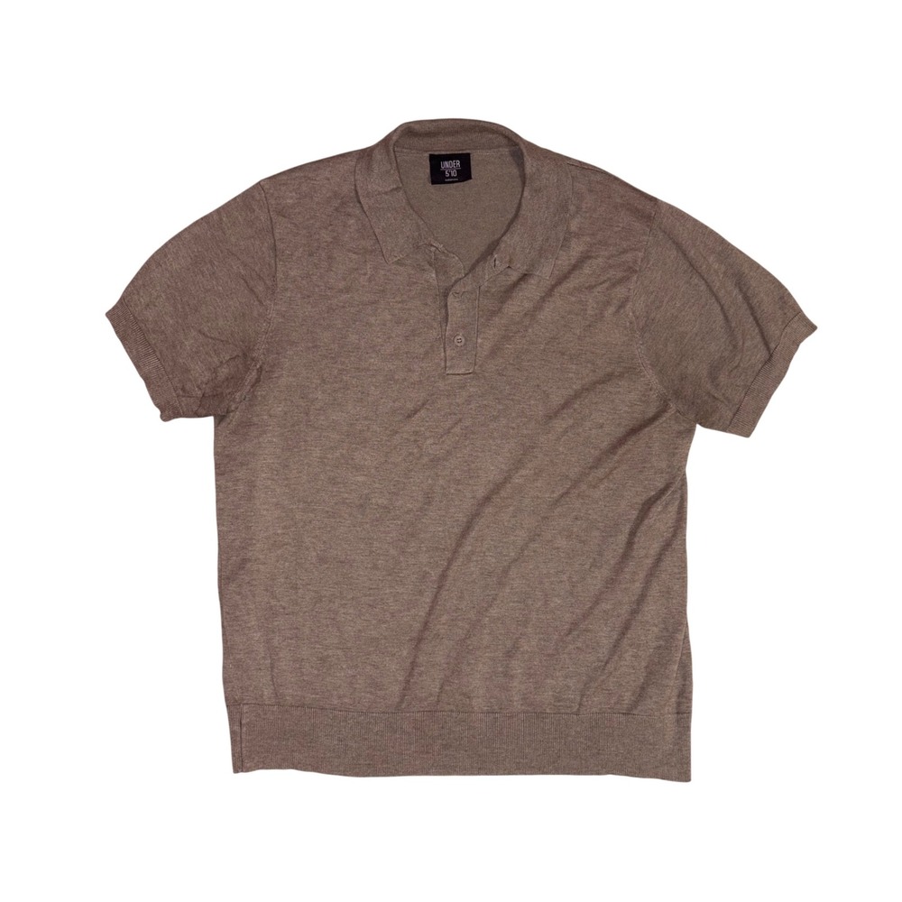 UNDER 5'10 U510 Knit Polo Shirt Mens Medium Brown Short Sleeve Rayon Blend